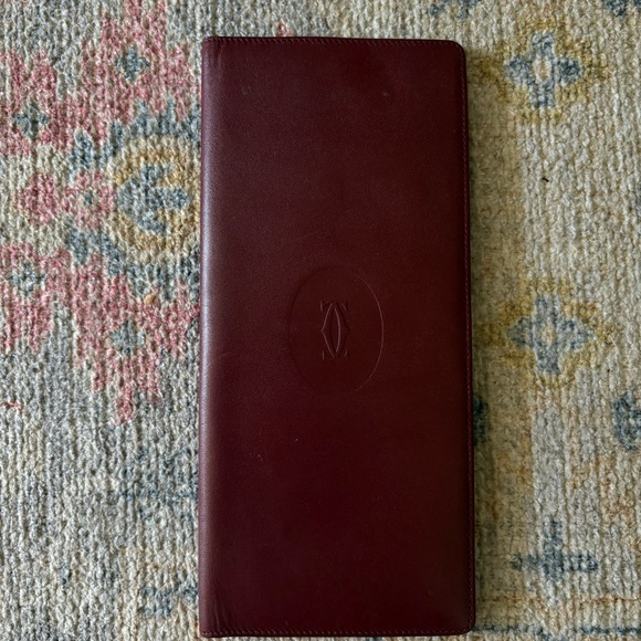 💯 CARTIER Burgundy Leather Wallet - Picture 3 of 14